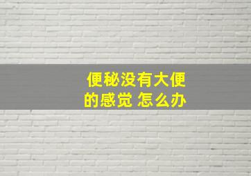 便秘没有大便的感觉 怎么办